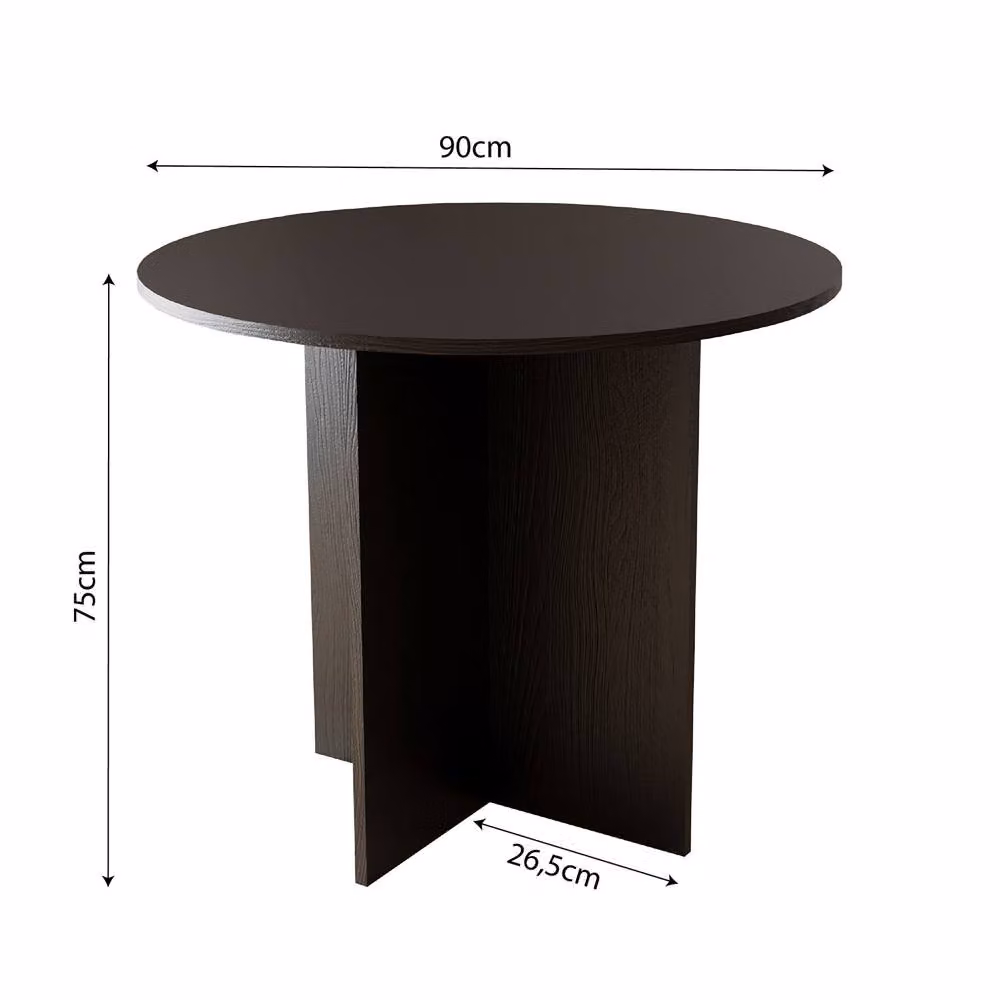 Bimossa 4-Seater Round Scandinavian Dining Table in Black Wood Finish – 2