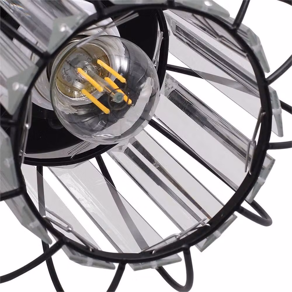 PAWNORA E27 Small Lantern Ceiling Light in Black with Transparent Glass and Aluminium Metal Finish – 2