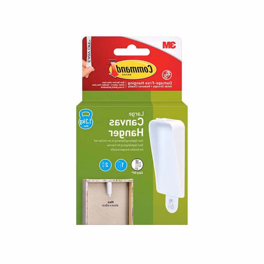 Command Large Canvas Hanger with 1 Hook and 2 Strings in White – 2