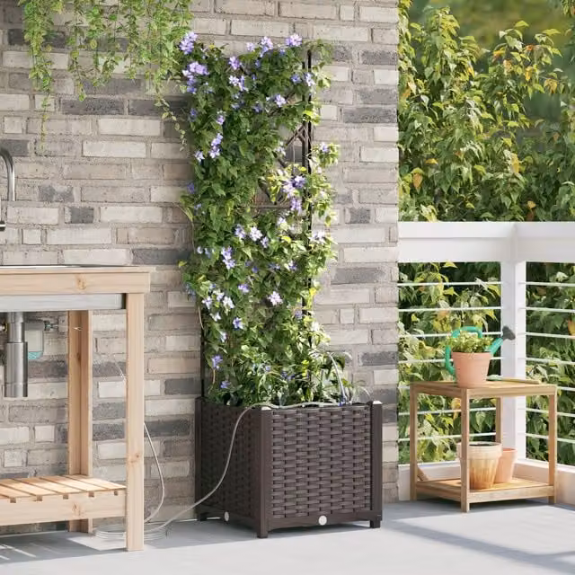 Berkfield Home Brown Garden Planter with Water Irrigation System