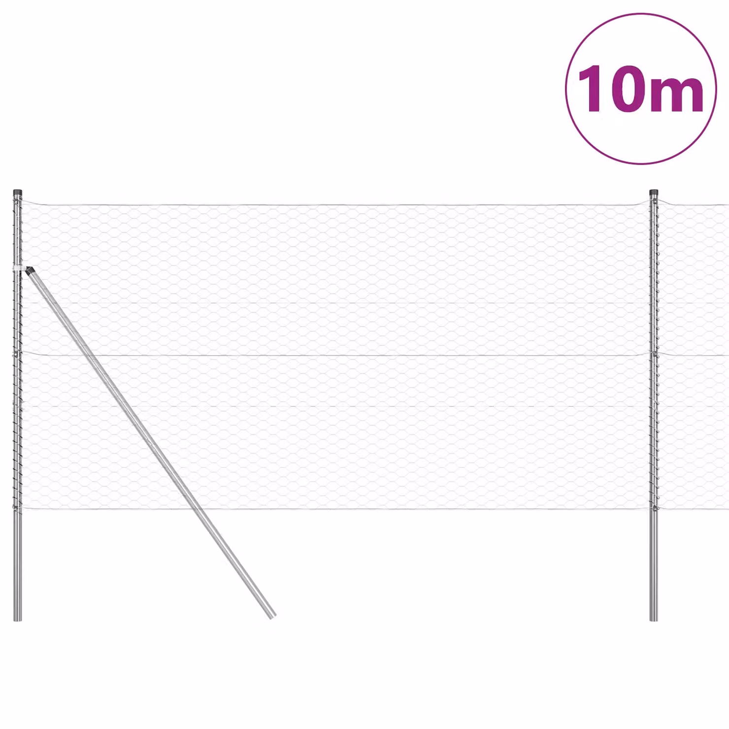 Berkfield Home Hexagon Fence in Silver Galvanised Steel, H: 140 cm, W: 10 m – 2