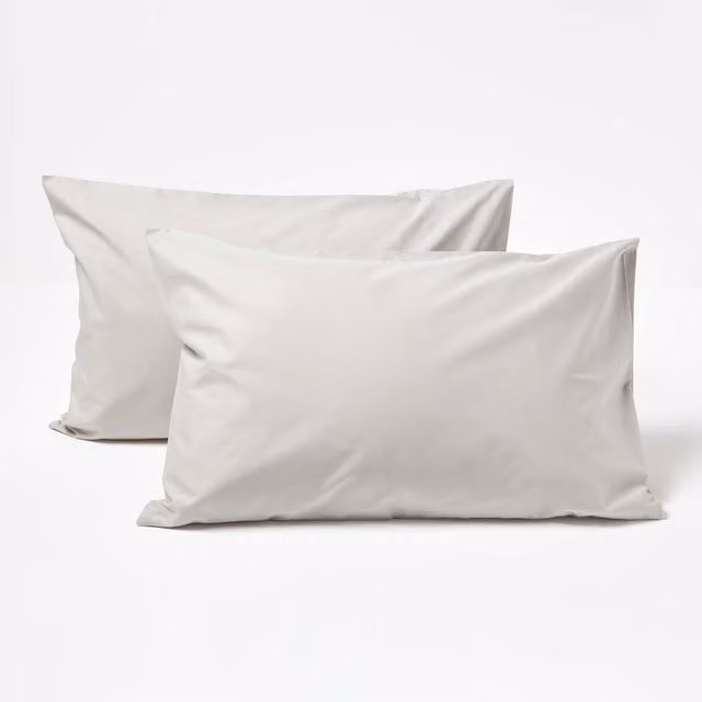 Homescapes Grey Combed Cotton Kids Pillowcases, 2 Pack, W/H: 40 x 60 cm