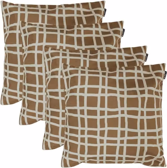 ICON Mark Making Square Cushion 4 Pack, Brown, W/D/H: 43 x 43 x 43 cm