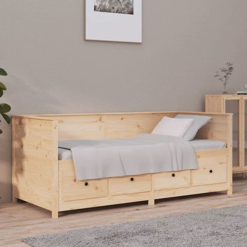 Berkfield Home Rustic Solid Wood Pine Day Bed in Brown, W/D/H: 190 x 75 x 75 cm – 2