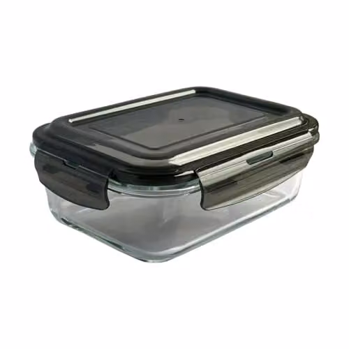 MantraRaj Airtight Glass Food Storage Container with Leakproof Plastic Lid, Transparent, 1100ml