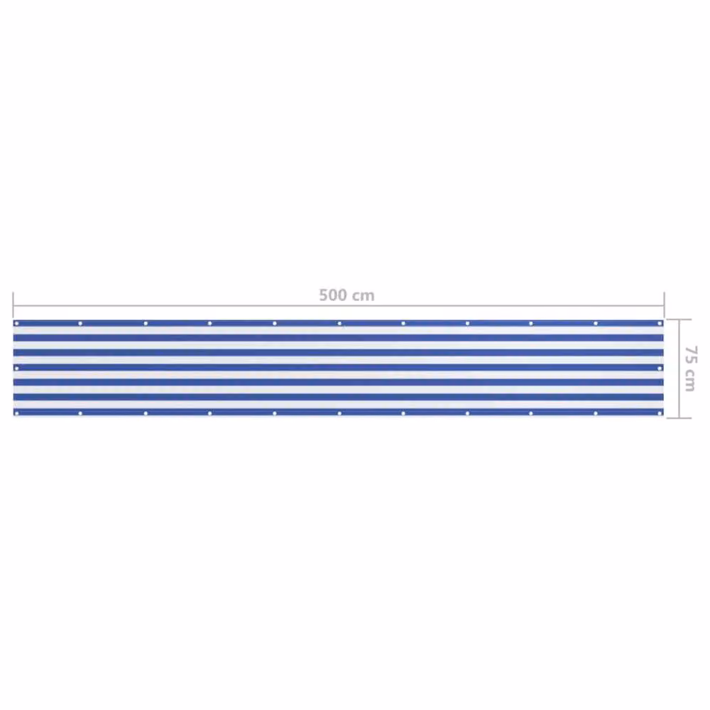 Berkfield Home Modern Balcony Screen in White and Blue Oxford Fabric, W: 75 cm, L: 500 cm – 4