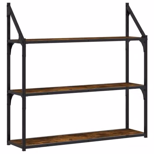 vidaXL 3-Tier Modern Floating Wall Shelf in Smoked Oak Engineered Wood – 1
