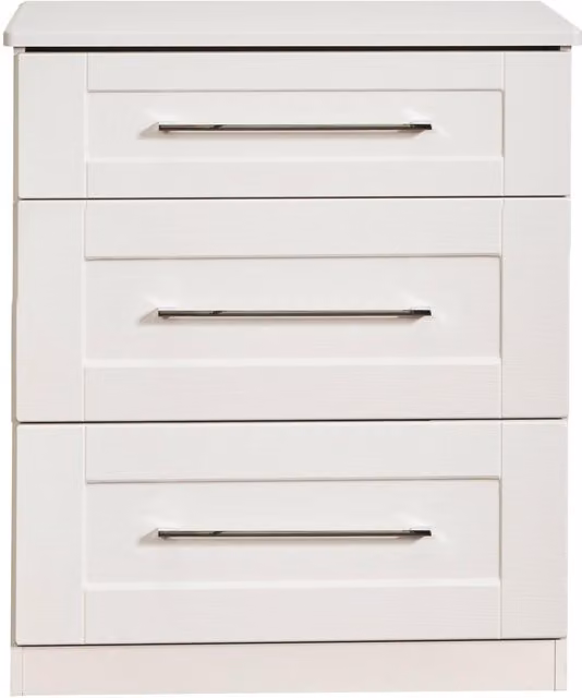 2 U Ripon Ready Assembled 3 Drawer Deep Chest in White