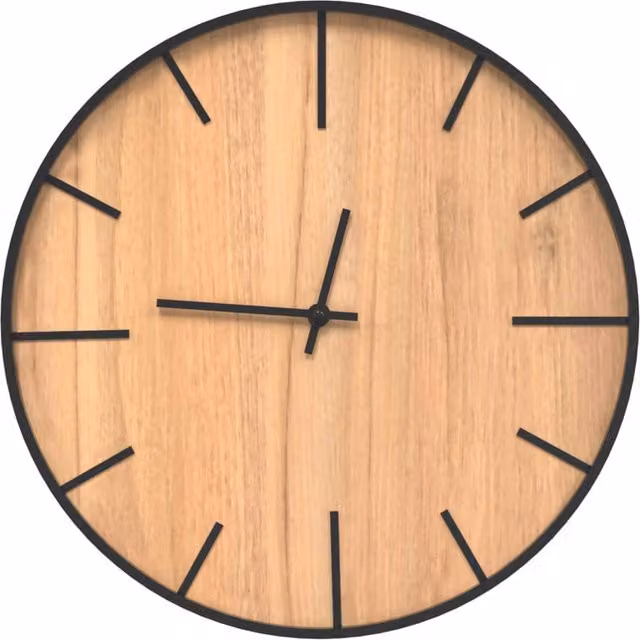Berkfield Home Round Silent Analog Wall Clock in Brown, Diameter: 39 cm – 1