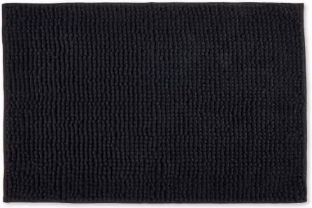 New Edge Blinds Marlow Collection Non-Slip Chenille Bathroom Rug in Black, W/D: 60 x 45 cm – 1
