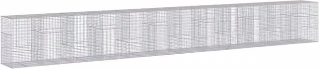 Berkfield Home Silver Galvanised Steel Gabion Basket with Cover, W/D/H: 1200 x 100 x 150 cm