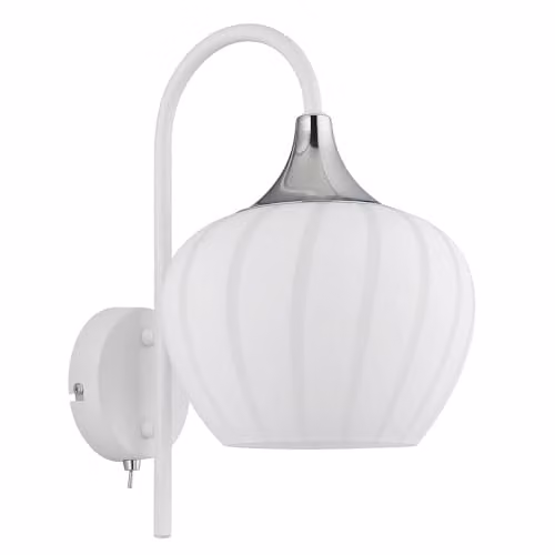 Netlighting Maxy Dome Wall Lamp in White and Chrome with Opal Glass Shade, E27, W/D/H: 32 x 18 x 25 cm
