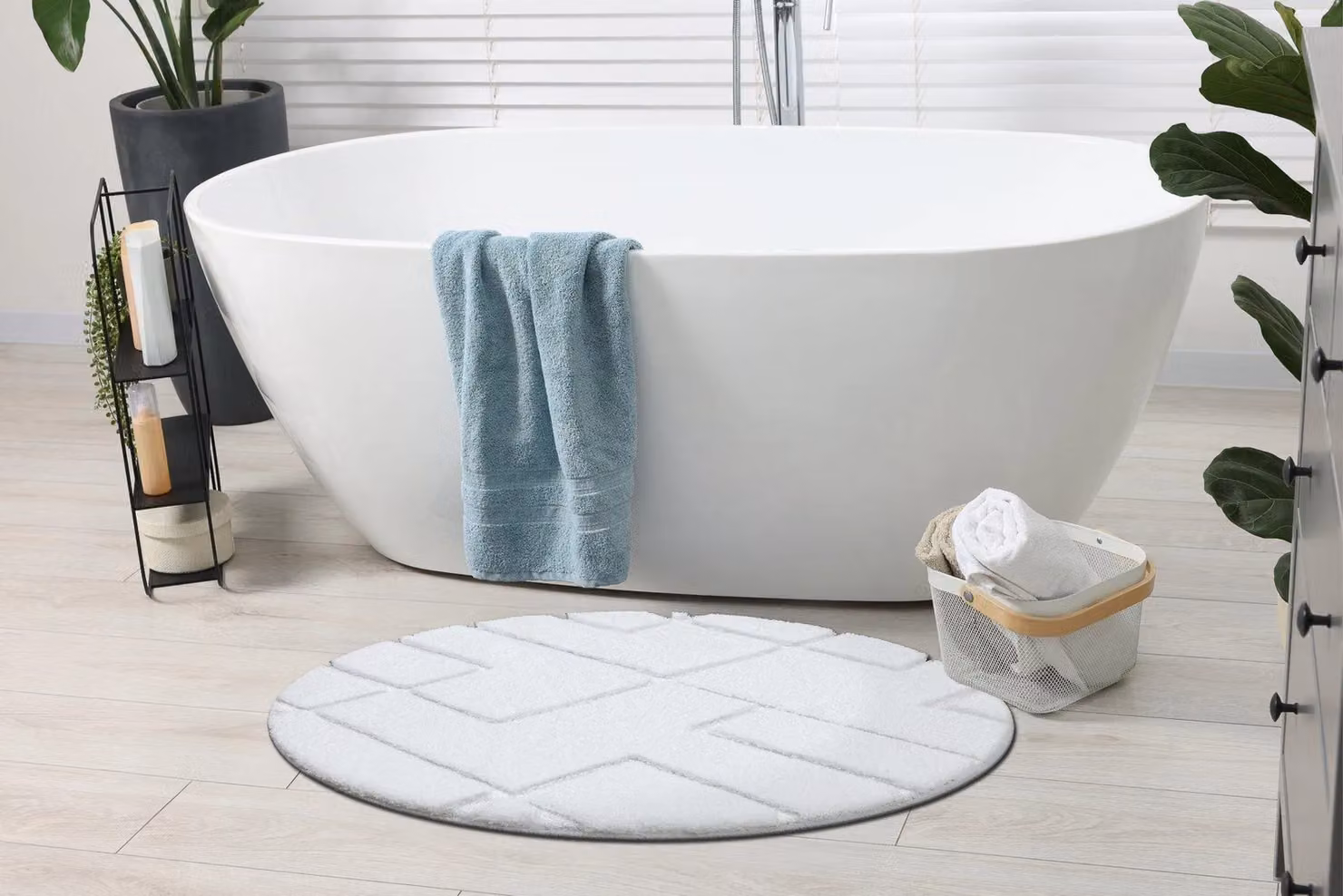 RugsX White Round Bath Mat, Diameter: 100 cm – 2