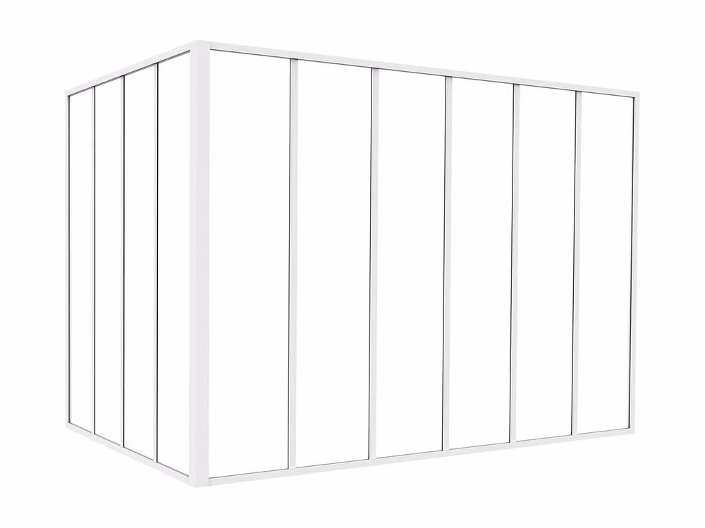 Vente-unique Corner Studio Glass Panelling in Powder-Coated Aluminium, White, W: 120 cm, D: 130 cm, H: 180 cm – 2