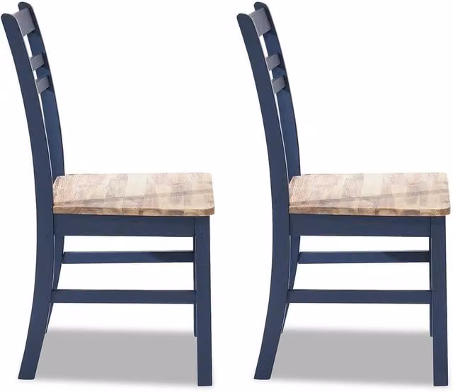 Statement Furniture Florence Country Style Wooden Dining Chairs Set of 2 in Blue – 5