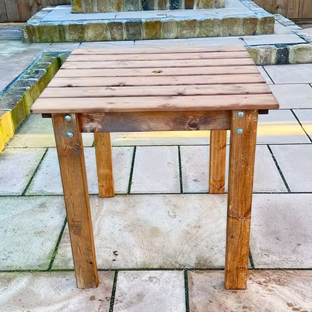 Charles Taylor Scandinavian Wooden Bistro Table in Red, Orange and Brown
