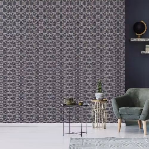Superfresco Easy Luxe Geo Navy Blue Geometric Abstract Art Deco Wallpaper – 2