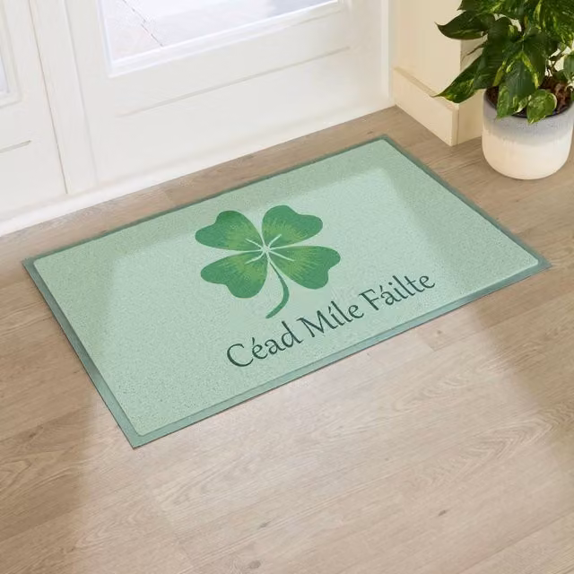 Artsy Mats Cead Mile Failte Indoor/Outdoor Doormat in Pale Green, W: 90 cm, D: 60 cm