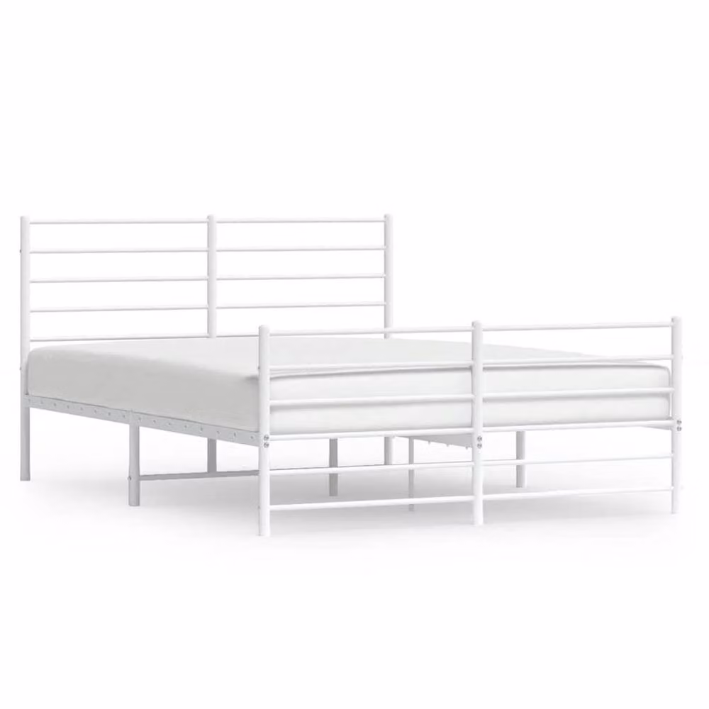 Berkfield Home Metal Bed Frame with Headboard and Footboard in White, W/D/H: 120 x 200 x 90 cm – 2