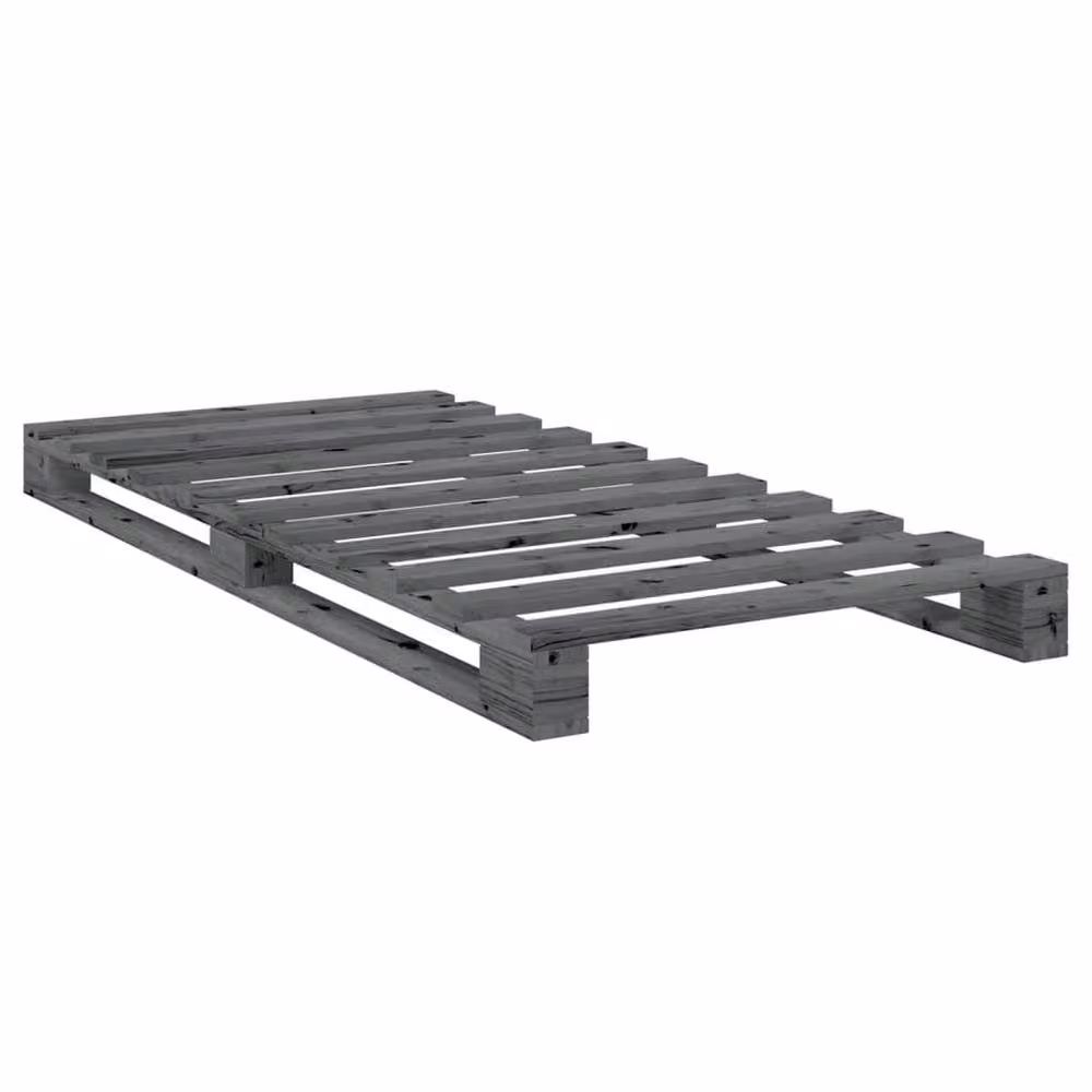 Berkfield Home Beautiful Bed Frame in Grey Solid Pine Wood, W/D/H: 90 x 200 x 104 cm – 2