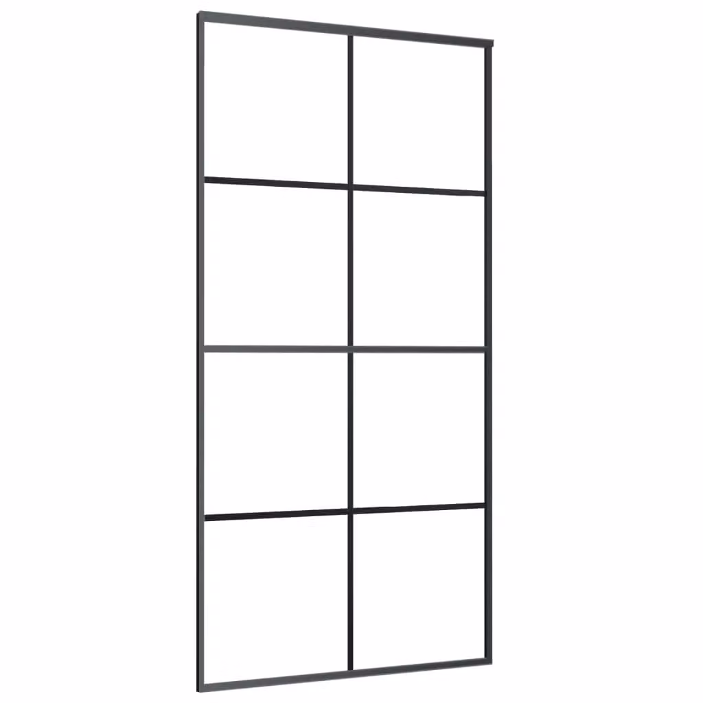 Berkfield Home Modern Sliding Door in Black with Transparent ESG Glass and Aluminium, W: 102.5 cm, H: 205 cm – 1
