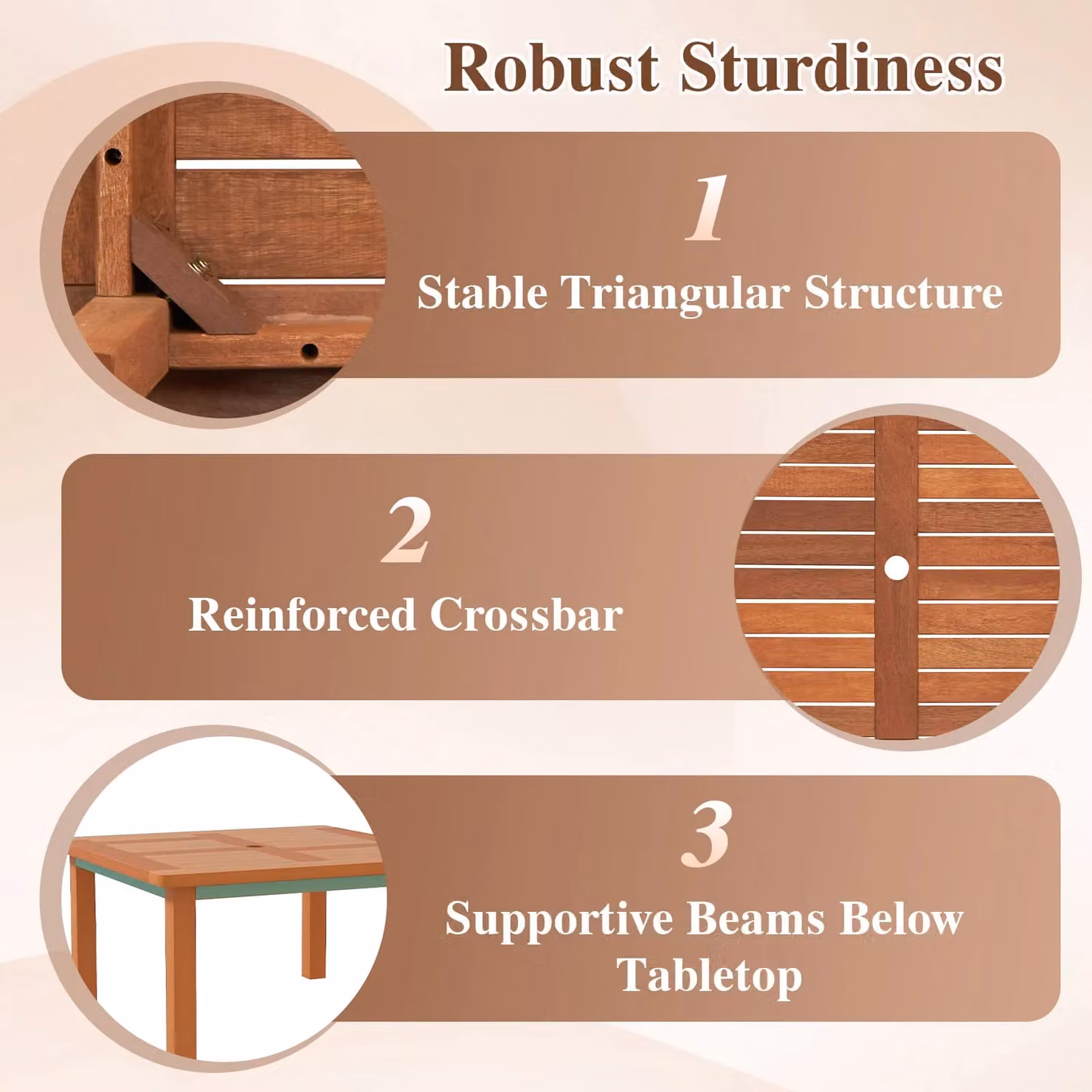 Costway Natural Solid Wood Patio Coffee Table with Slatted Tabletop and UV Resistance – 2