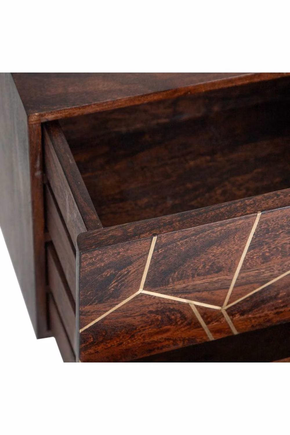 IH Design Silchester Dark Mango Side Table with Gold Embossed Metal Inlay in Brown – 3