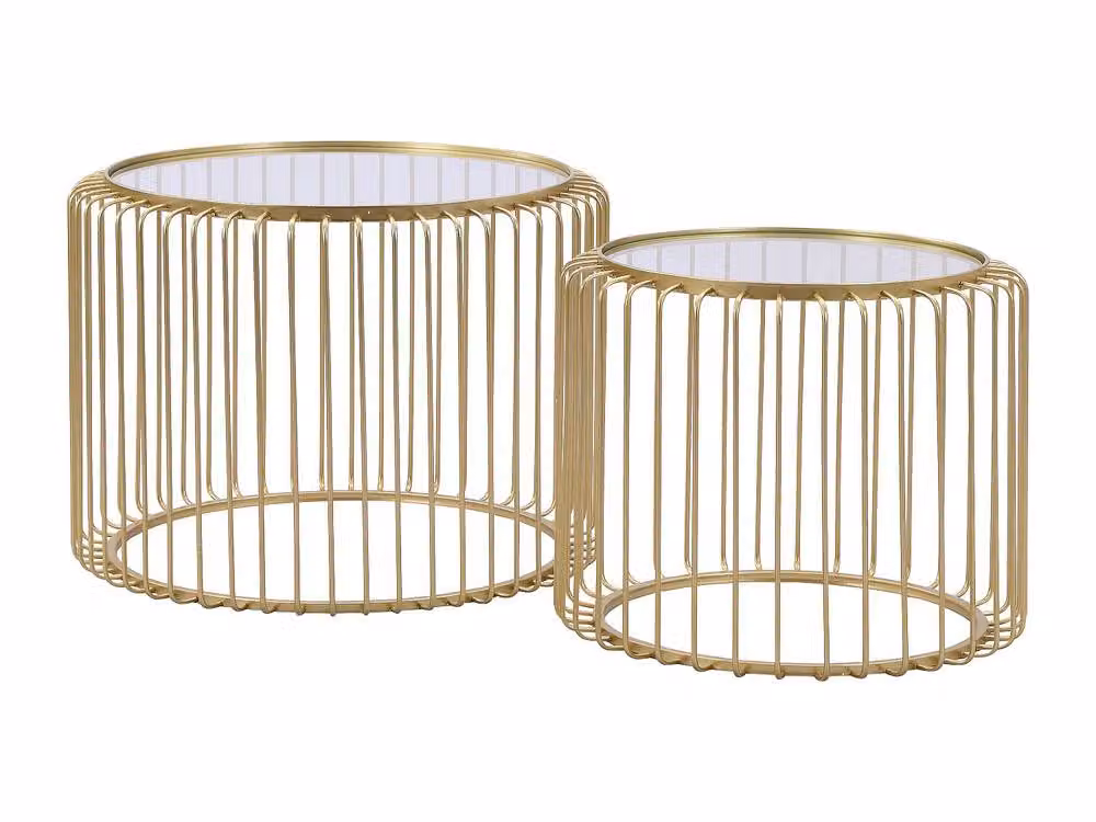 Vente-unique FERIDA Metal and Glass Nesting Coffee Table in Gold and Black – 2