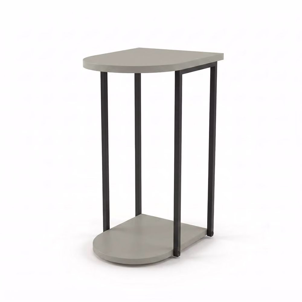 Decortie Roya Half-Round Side Table with Green Metal Frame and Composite Top, W/D/H: 56.0 x 32.0 x 41.5 cm – 2