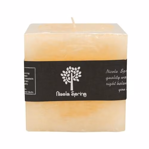 Nicola Spring Vanilla Scented Square Pillar Candle, Beige – 1