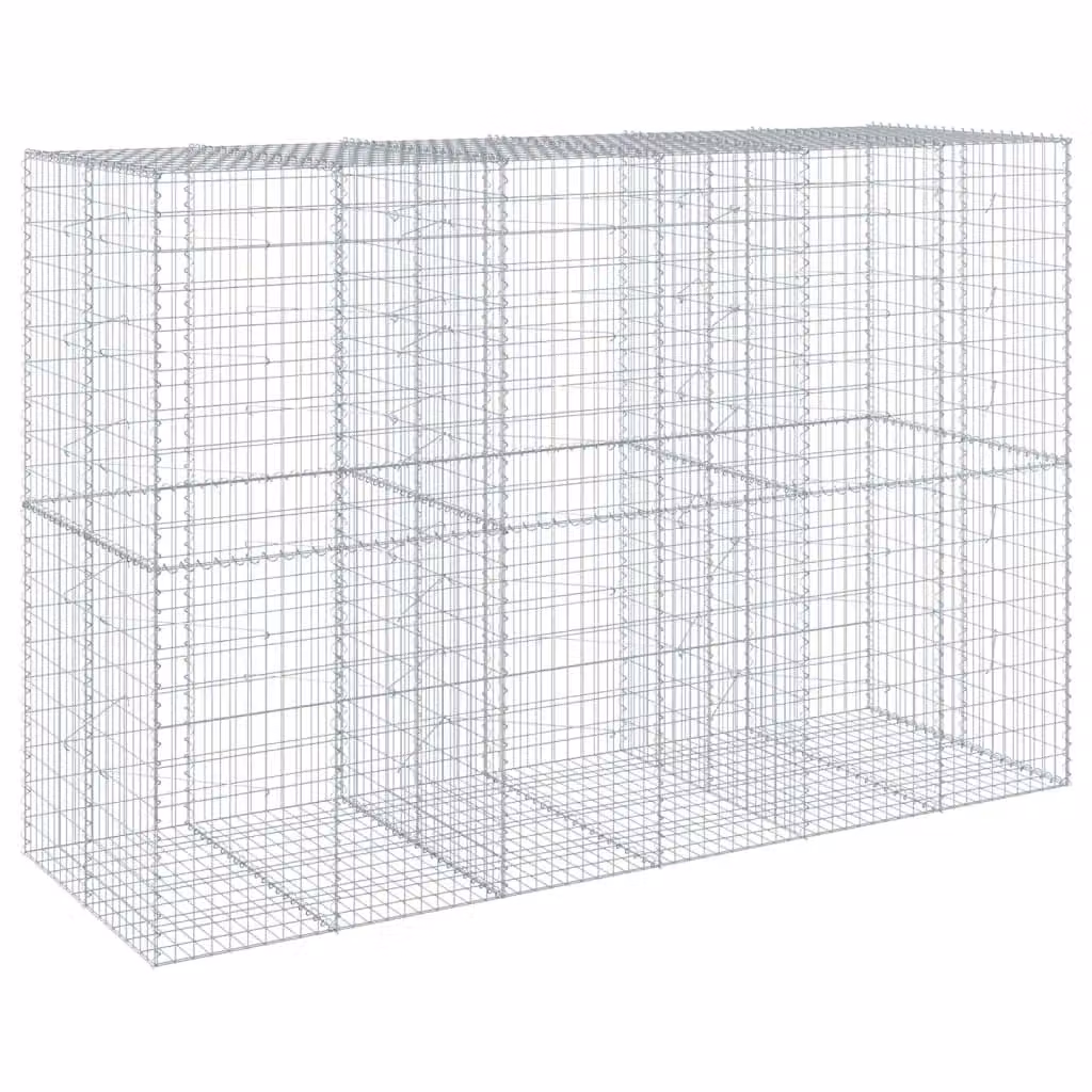 Berkfield Home Silver Galvanised Steel Gabion Basket with Cover, W: 300 cm, D: 100 cm, H: 200 cm – 2