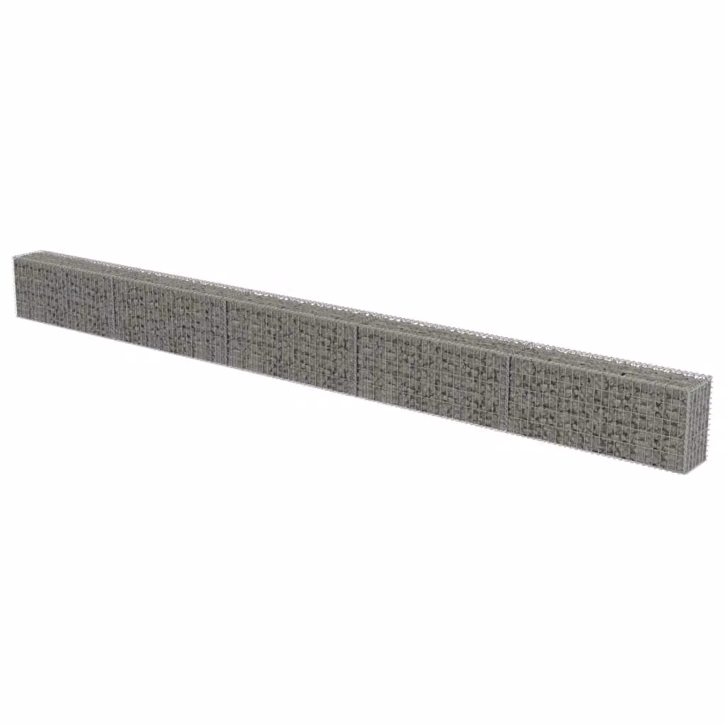 Berkfield Home Galvanised Steel Gabion Wall with Covers in Silver, W: 600 cm, D: 30 cm, H: 50 cm – 2