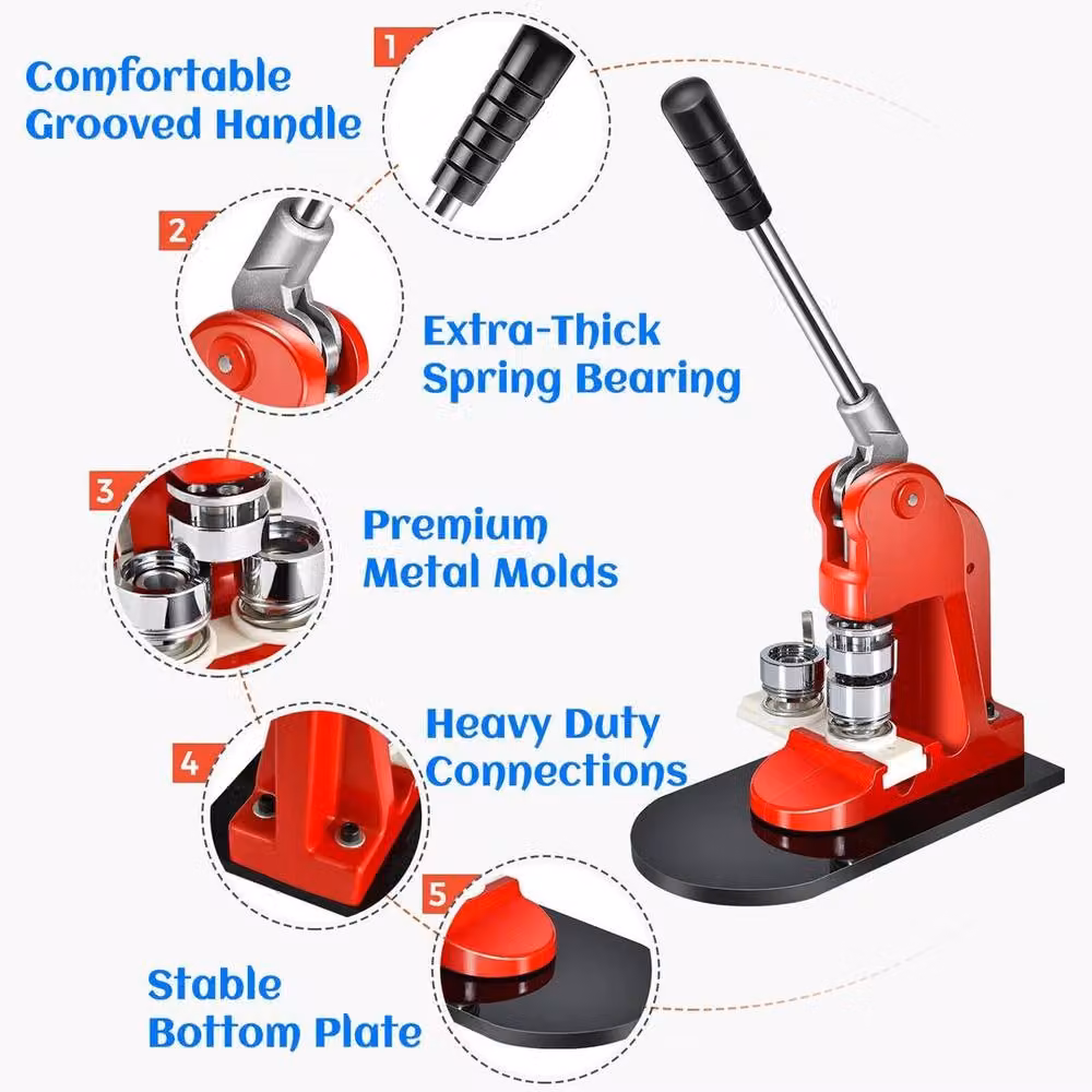 Kelvenix Badge Maker Machine 25mm Punch Press in Red – 3
