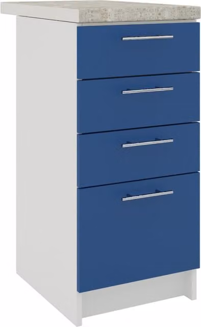 JD Greta Kitchen Base Drawer Unit with Worktop, Sage Green Matt Fronts and Navy Matt Finish, Width: 40 cm