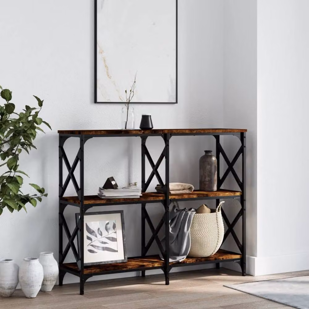 Berkfield Home Decorative Console Table in Smoked Oak Brown, W/D/H: 100 x 28 x 80.5 cm – 2