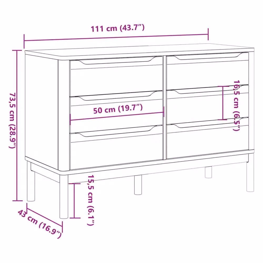 Berkfield Home Floro Chest of Drawers in Grey Solid Pine Wood – 5