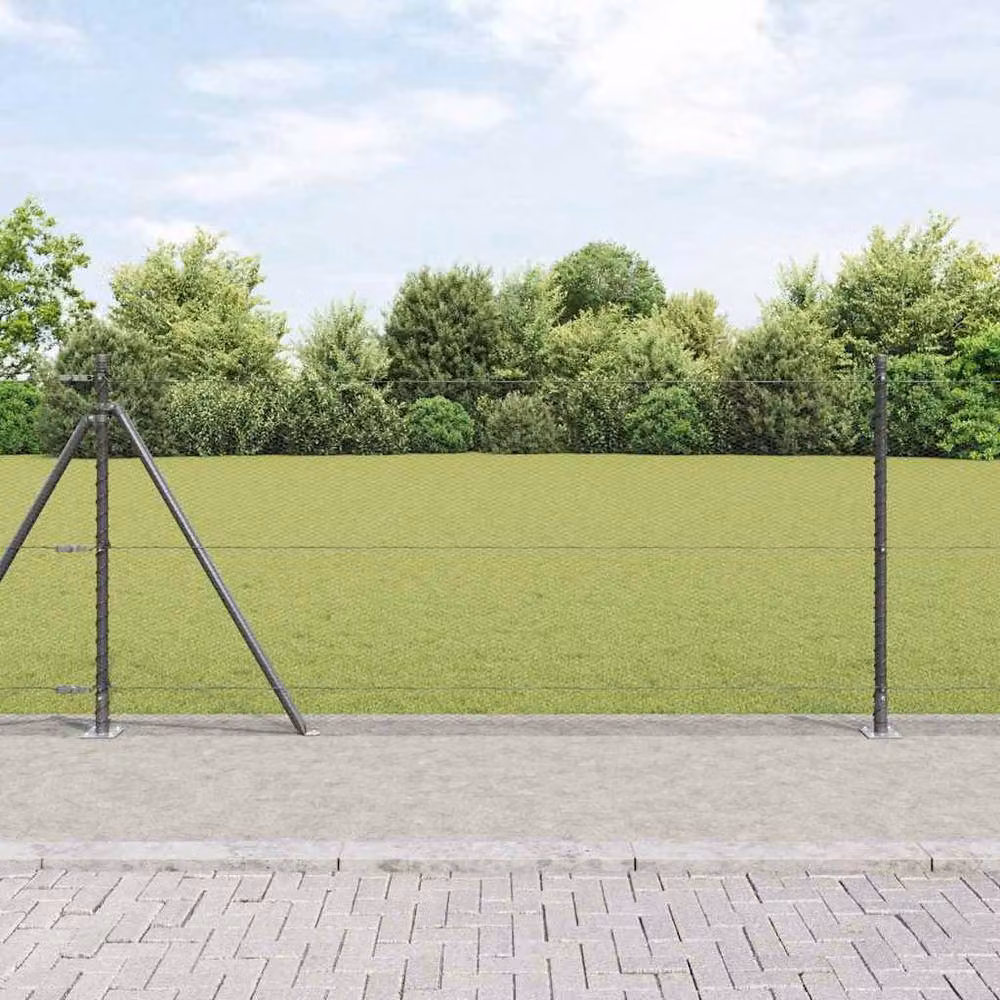 Berkfield Home Grey Powder-Coated Steel Hexagon Fence, 1 x 100 m – 1