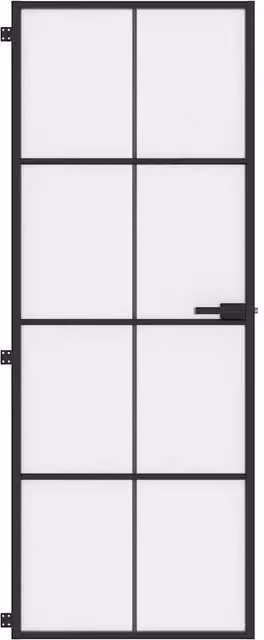 Berkfield Home Slim Interior Door in Black with Tempered Glass and Aluminium, W: 76 cm, H: 201.5 cm
