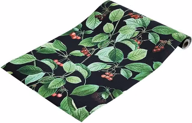 Living and Home Little Cherry Waterproof Vinyl Wallpaper Roll, Green and Red Botanical Floral Design, W: 44 cm, L: 5 m – 1