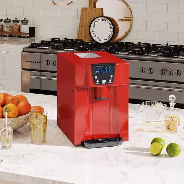 HOMCOM Ice Maker Machine with 3L Tank and Digital Display, Red