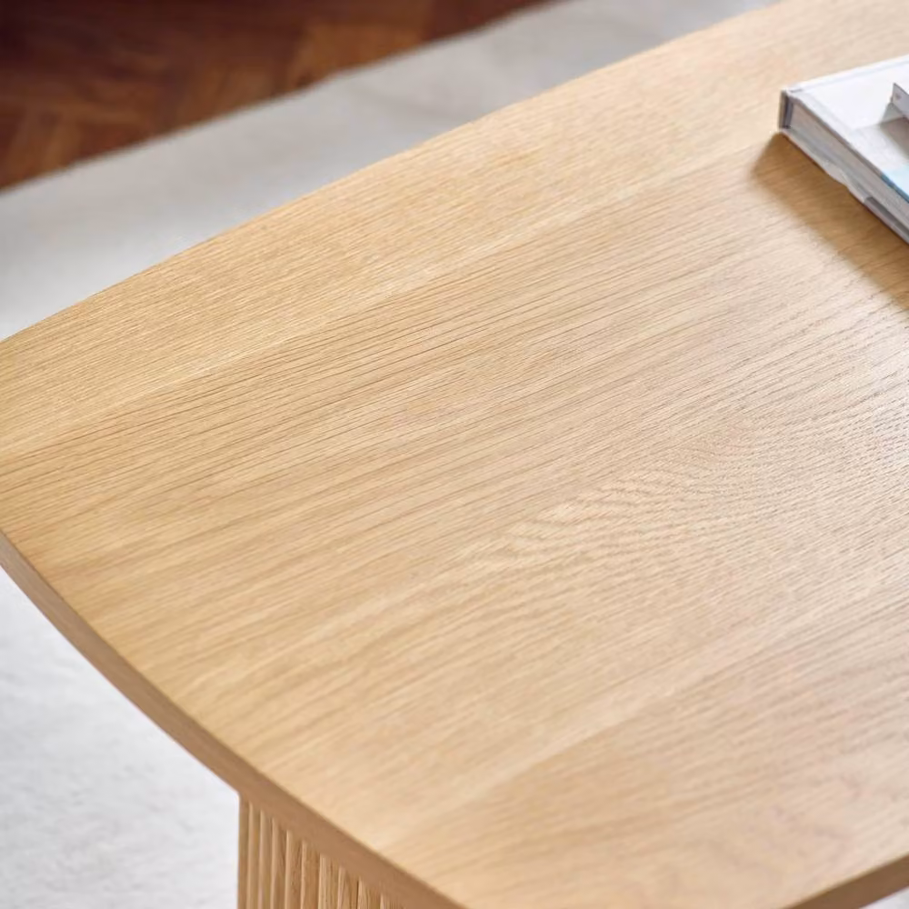 Cheshire Lauriston Fluted Compact Coffee Table in Light Oak, W: 90 cm, D: 40 cm, H: 90 cm – 4