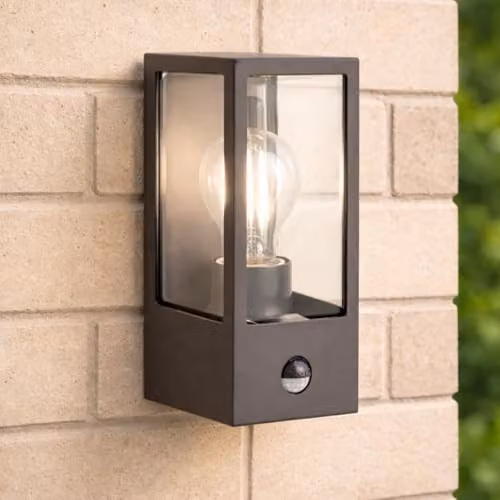 CGC Lighting Marina Black Aluminium Outdoor Wall Light with PIR Motion Sensor and Transparent Diffuser, E27 – 5