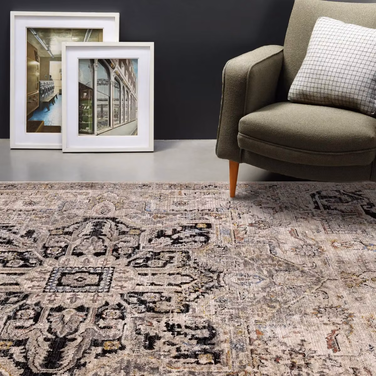 The Rug Shop UK Beige Traditional Polyester Easy Care Rectangular Rug W: 200 cm, D: 290 cm – 4