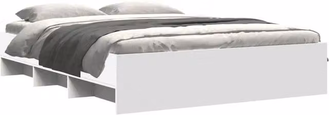 Berkfield Home Durable Engineered Wood Bed Frame in White, W/D/H: 160 x 200 cm