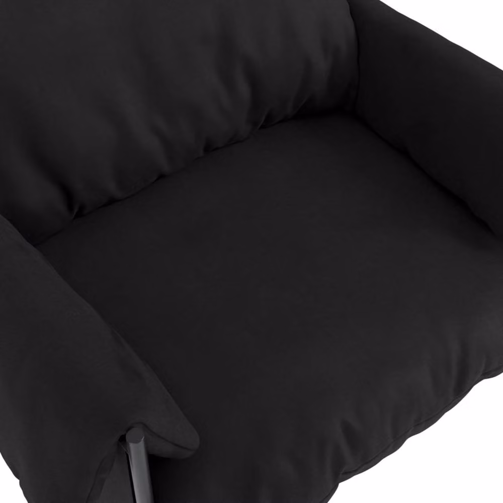 Wyld Haus Wardour Minimalist Black Houseweave Armchair with Matt Black Metal Legs – 3