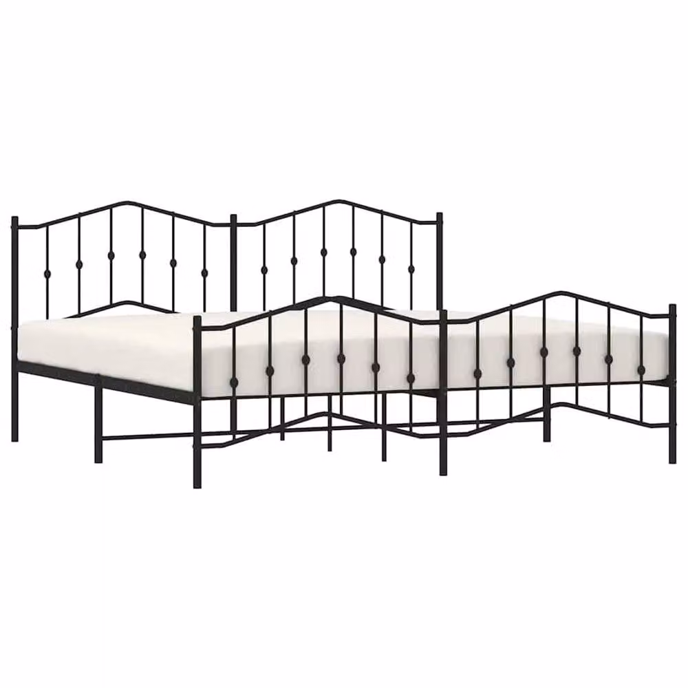 Berkfield Home Metal Bed Frame with Headboard and Footboard in Black, W/D/H: 193 x 198 x 98 cm – 2