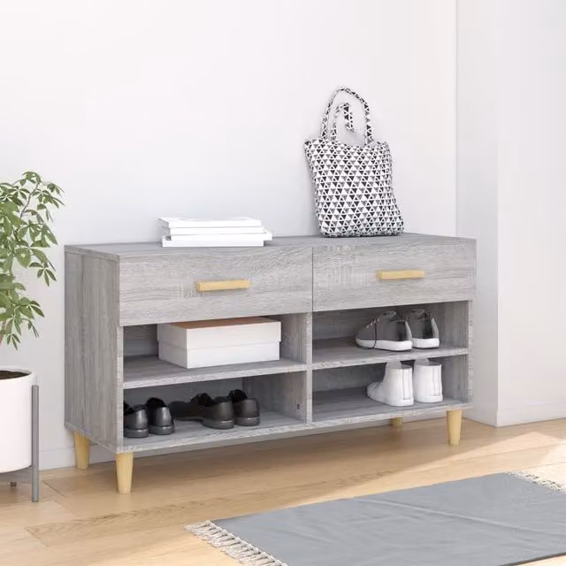 Berkfield Home Grey Sonoma Shoe Cabinet W/D/H: 102 x 35 x 55 cm