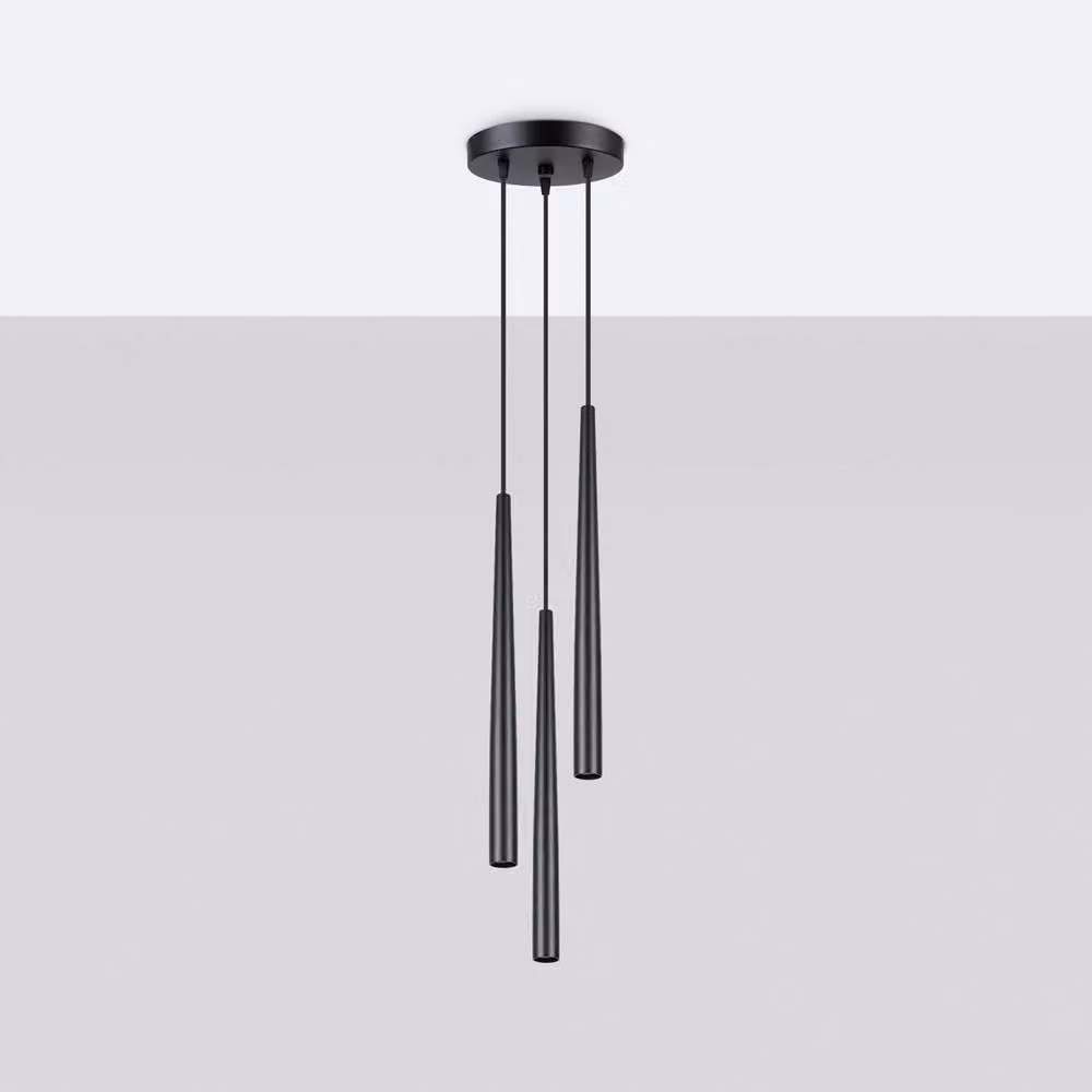 Sollux Lighting Bliss Modern Metal Pendant Lamp in Black, 3-Light Cylinder Design – 2