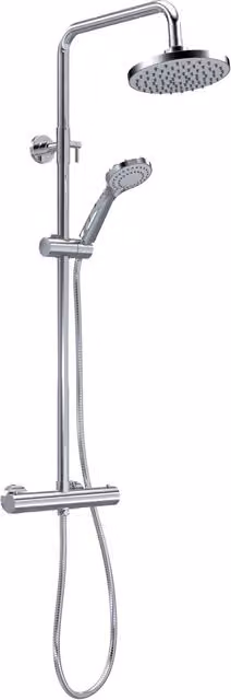 Balterley Pride Round Exposed Shower Kit with Fixed Overhead Shower, Handset and Thermostat in Chrome Silver
