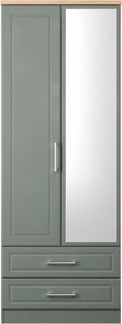 Ready Assembled 2 U Norfolk 2 Door 2 Drawer Mirrored Wardrobe in Pale Green – 1